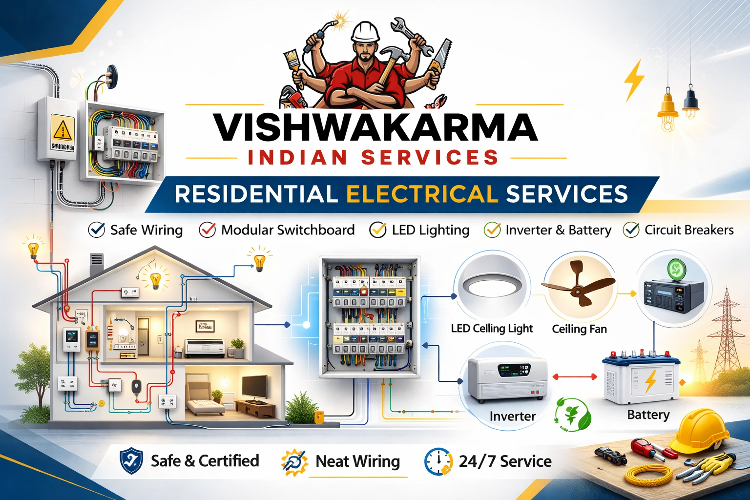 Residential Electrician Services by Vishwakarma India Services – Complete Home Electrical Solutions